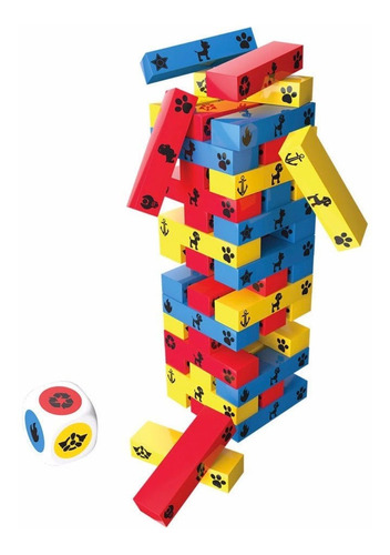 Jenga Paw Patrol Torre 48 Pzas + Dado Jueguete  Spin Master