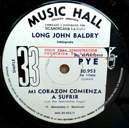 Long John Baldry - Mi Corazon... - Simple Promo Año 1967