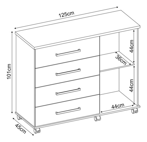 Cômoda Para Quarto 1 Porta 4 Gavetas Flora D02 Amendola Touc