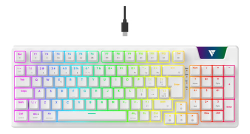 Teclado Force One Atlas Pro, Color del teclado: Blanco, Idioma: inglés (EE. UU.)