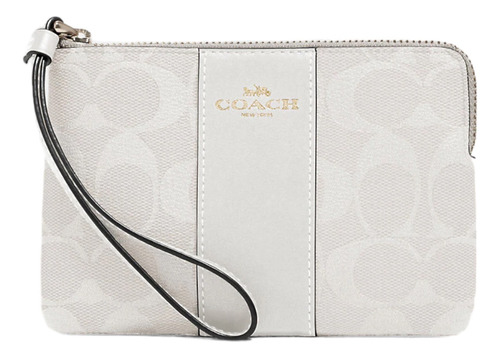 Monedero Coach 100 Con Diseño Lisa Color Blanco De Cuero Sintético - 10cm X 17cm X 1cm