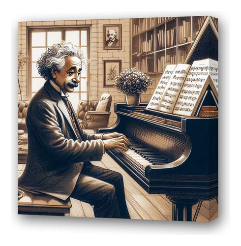 Cuadro 30x30cm Einstein Tocando El Piano Musica Organo