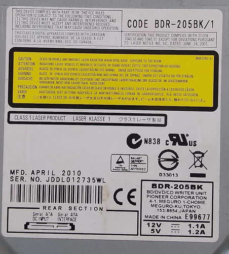 Imagen 5 de 5 de Reproductor De Blueray Para Pc Marca Bdr