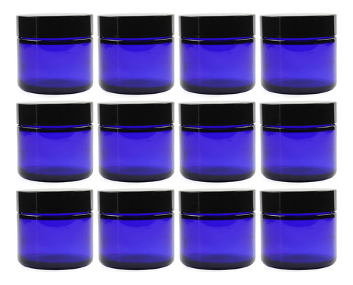Cornucopia Tarros Cosmeticos De Vidrio Azul Cobalto De 2 Onz