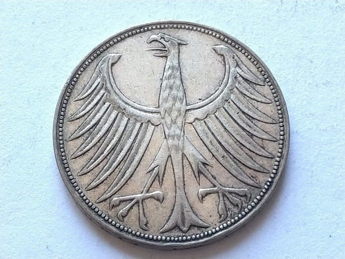 Moneda Plata Alemania 5 Marcos 1959
