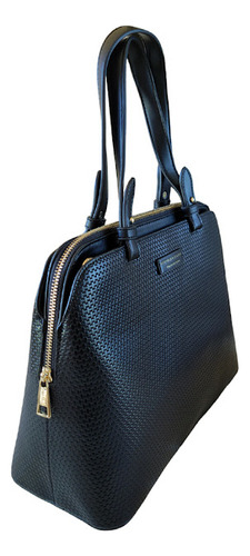 Bolsa Feminina Estruturada Alça Mão E Transversal Veryrio Cor Preto Desenho Do Tecido Lisa