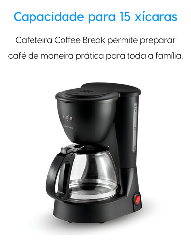 Cafeteira Elétrica Elgin Coffee Break Preto 220v - Cf15002