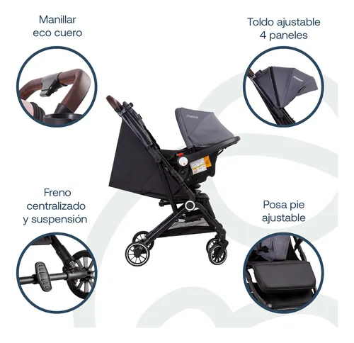 Coche Maleta Compacto Travel System soho Gris Bebesit