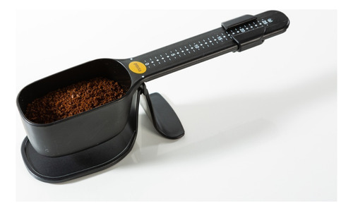 Escala de dosis correcta para cafetera Pressca, cuchara de café negra y marrón