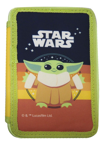 Cartuchera Infantil Baby Yoda 3 Pisos Con Cierre 13 X 20 Cm