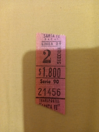 2 Boletos De Colectivo Línea 39 Antiguo (Usado)