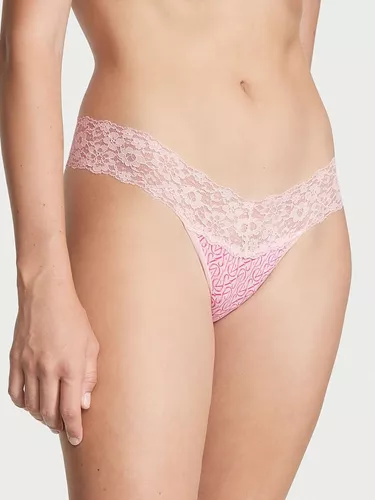 Calcinha Victorias Secret Fio Dental Lace Waist Thong Logo