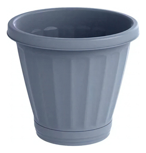 Vaso De Plástico Para Plantas E Flores Com Prato N13 Cinza