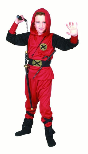 Disfraz Para Niño Ranger Ninja Rojo Talla M (8-10)
