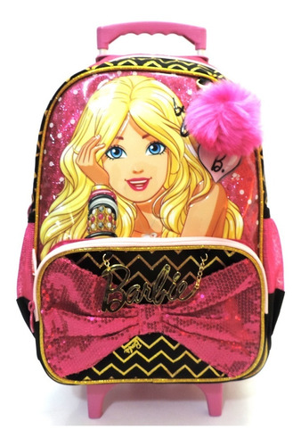 Mochila Barbie Pingente Rosa Rodinhas Tam G 17z Sestini 2017