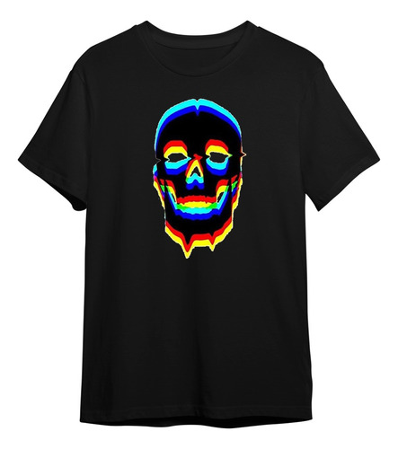 Camiseta Camisa Caveira 3d Anaglifo Colorido Dtf Ref1508