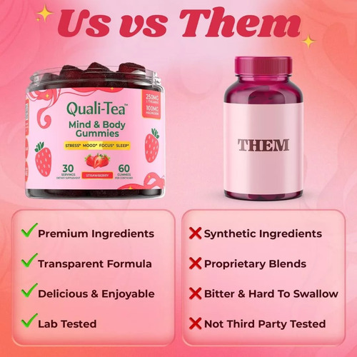 Gomitas Qualit-tea Mind & Body Gummies 60gms Strawberry