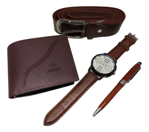 Estuche De Lujo Hombre Regalo Padre Reloj Correa Billetera