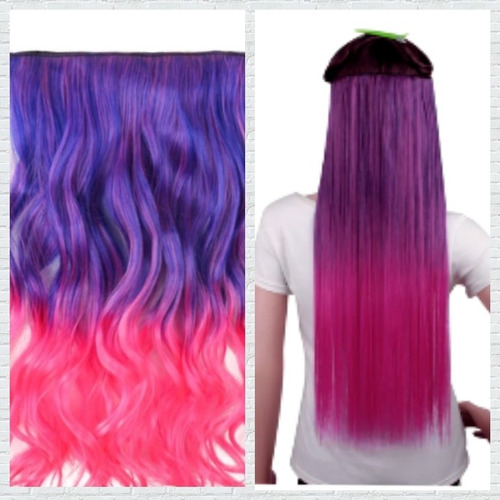 * Extensión Cortina Pelo Fantasía Color Violeta/fucsia 60cm