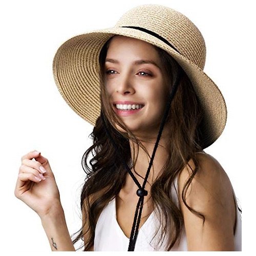 Sombrero De Sol Para Mujer De Algodón Con Cordón De Barbilla