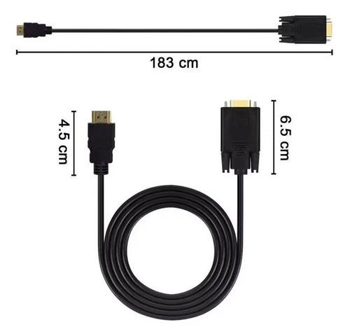 S Conector Macho Adaptador Hdmi Macho A Vga Macho Cable