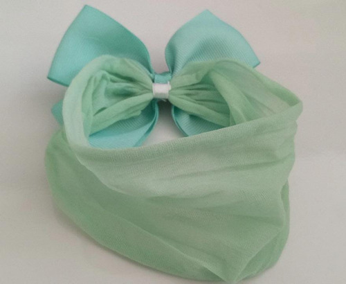 Faixa De Cabelo Para Bebe Turbante Com Laço Cor Verde-claro
