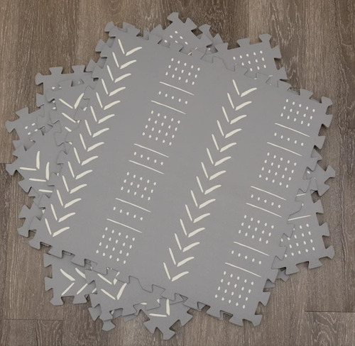 Tapete Para Bebe Armable Suave Alfombra Infantil Foamy Gris Flechas