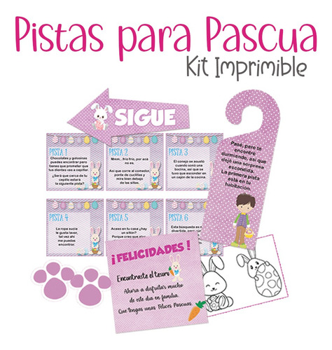 Kit Digital Pascua - Búsqueda Y Pistas X 3 Diseños + Regalo