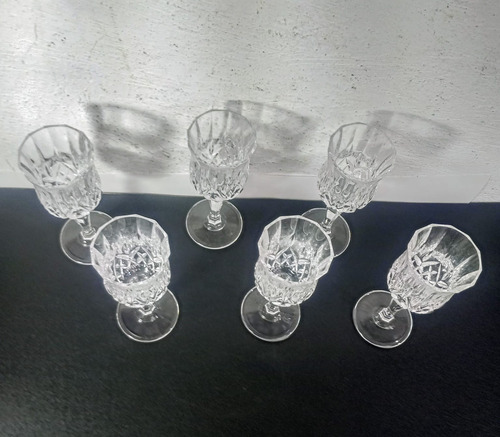 Vintage Juego Copas Para Jerez Cristal Cortado Transparente (Usado)