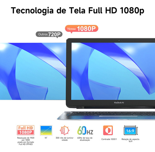 Extensor De Tela Para Notebook 14 Ips Dobrável, 400 Cd/m2