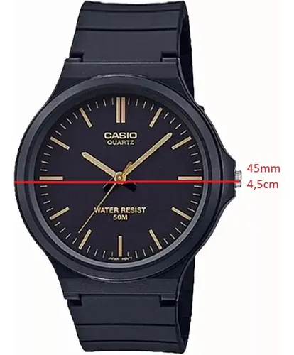 Relogio Casio mw-240-1e2v Preto Tracos Dourados Classico Masculino