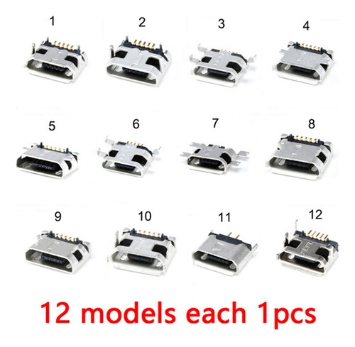 2 Paquetes De Puerto Conector Hembra Micro Usb De 5 Pines