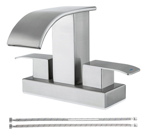 Double Handle Waterfall Bathroom Faucets - Brushed Nickel