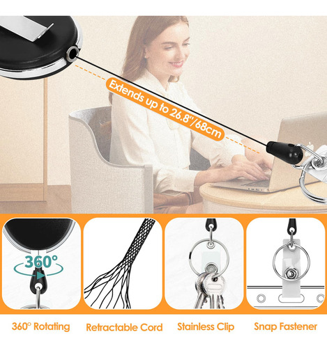 2 Piezas Portatarjetas Retráctiles Con Clip, Soporte De