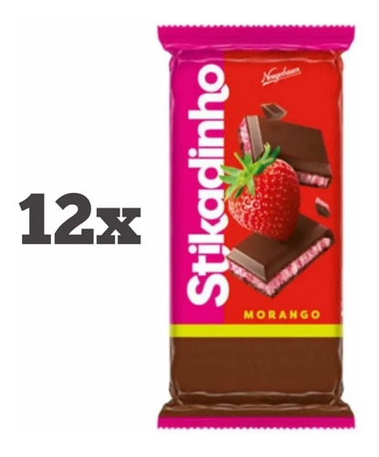 Display Com 12 Chocolate Stikadinho Morango 70g 