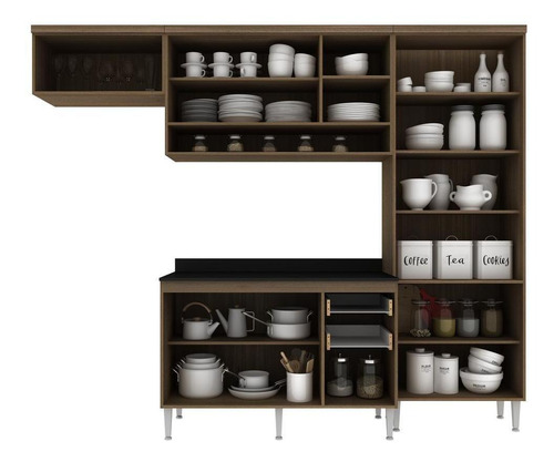 Cozinha Completa Multimóveis Suíça 5195ml Com Balcão 10 Pts