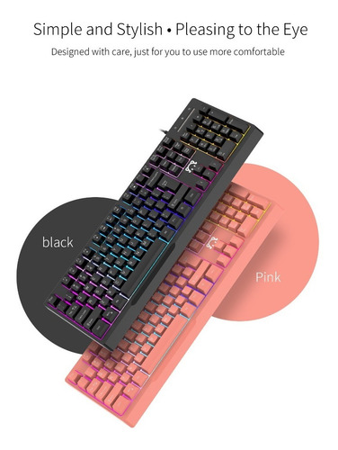Imagen 4 de 4 de Teclado gamer Ajazz STK090 QWERTY inglés US color rosa con luz RGB