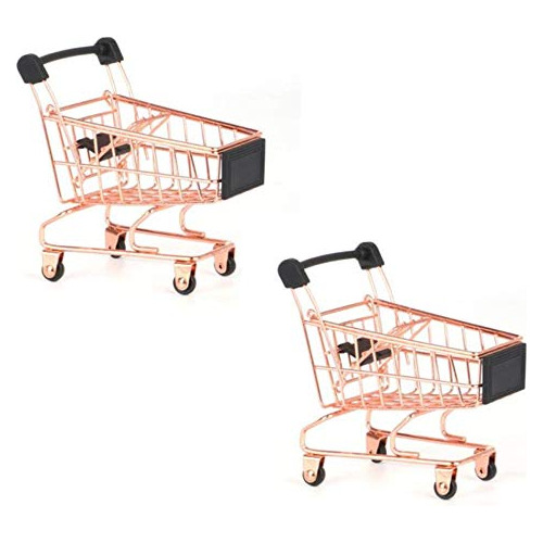 2 Pcs Mini Metal Cart Car Carro De Compras Mini Compras...