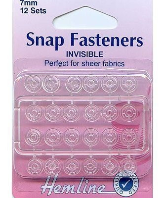 Hemline Snap Fasteners Nylon Invisible 0.276 In 12