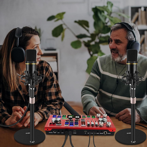 Paquete De Equipo De Podcast Para 2, Mezclador De Dj Con Int