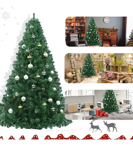 Árbol De Navidad Artificial 2.1m Frondoso Verde 1000 Ramas