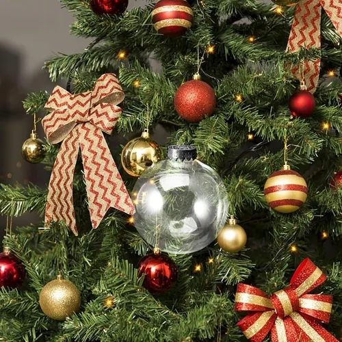 10 Bolas De Plástico Transparente De Navidad De 4 PuLG...