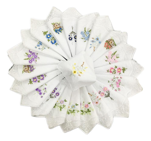 12 Piezas. Pañuelos Para Mujer Pañuelos Pañuelos Flores Y