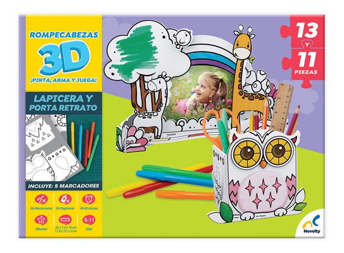 Rompecabezas 3d Buho Jirafa Pinta Arma Y Juega 24 Pz Novelty