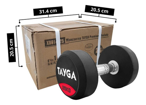 Mancuerna Redonda Tayga 25 Kg Gym 1 Pza Color Negro