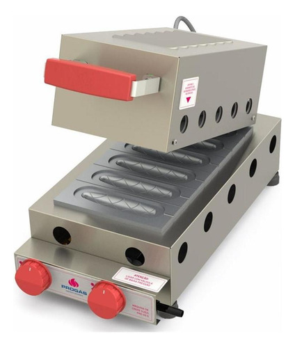Máquina de crepes en barra a gas Progas de 6 cavidades de acero inoxidable de color acero inoxidable PRK60g N/A