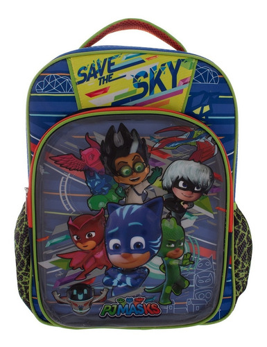 Mochila Escolar Ruz Pj Masks Unisex Color AZUL VERDE NARANJA ROJA