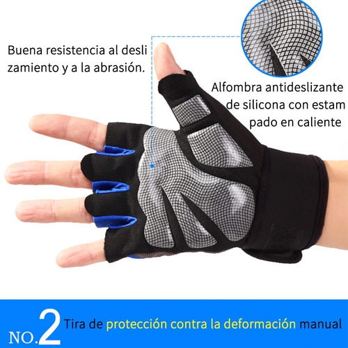 Imagen 3 de 10 de Guantes Tácticos Para Gimnasio, Pesas Unisex Azul, L