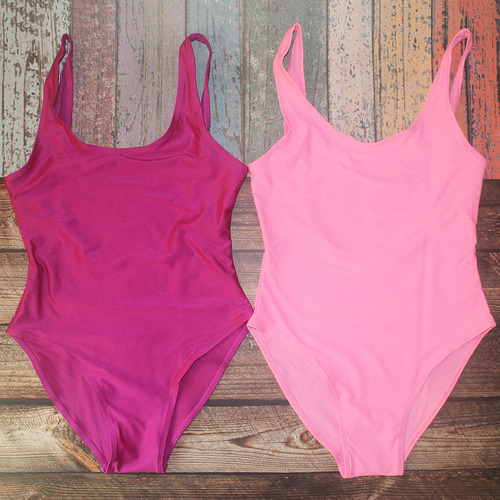Traje De Baño Sólido De Una Pieza For Mujer, Traje De Baño