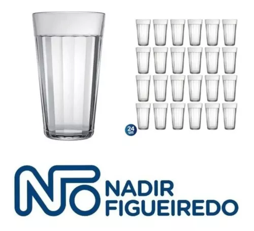 Copo Americano 450ml Nadir Jogo De Copos De Vidro Kit Com 24 Cor  Transparente